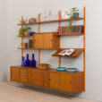 23050 Poul Cadovius style teak wall unit with 4 cabinets and expository shelf, Denmark 1970s-2