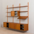 23050 Poul Cadovius style teak wall unit with 4 cabinets and expository shelf, Denmark 1970s-4