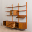 23050 Poul Cadovius style teak wall unit with 4 cabinets and expository shelf, Denmark 1970s-5