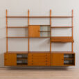23050 Poul Cadovius style teak wall unit with 4 cabinets and expository shelf, Denmark 1970s-7