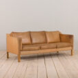 23075 Mogens Hansen vintage three seater sofa in tan aniline leather, Denmark 1970s-1