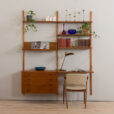 23095 two bay teak wall unit with desk-1