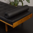 23001 Ejvind A. Johansson daybed in oak and black leather, Denmark 1960s-2