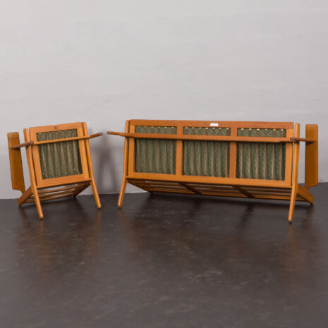 23017 Hans J. Wegner set of oak three-seater sofa and lounge chair for Getama reupholstered in Kvadrat fabric, Denmark 1950s-21 23017 Hans J. Wegner set of oak three-seater sofa and lounge chair for Getama reupholstered in Kvadrat fabric, Denmark 1950s-21