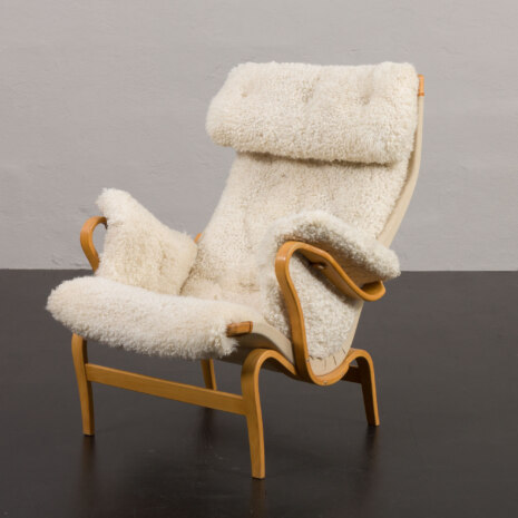 23123 Pernilla Lounge Chair in natural sheepskin by Bruno Mathsson for Dux, 1960s-7 23123 Pernilla Lounge Chair in natural sheepskin by Bruno Mathsson for Dux, 1960s-7