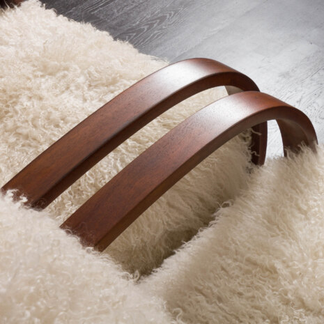 23143 Pair of Jindirch Halabala lounge chairs in natural long hair sheepskin, Czechia, 1940s-10 23143 Pair of Jindirch Halabala lounge chairs in natural long hair sheepskin, Czechia, 1940s-10