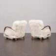 23143 Pair of Jindirch Halabala lounge chairs in natural long hair sheepskin, Czechia, 1940s-5