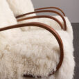 23143 Pair of Jindirch Halabala lounge chairs in natural long hair sheepskin, Czechia, 1940s-8