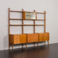 23166 Scandinavian free standing bookcase w. 4 cabinets and modular shelving, 3 bay Ergo wall unit by J. Texmon, Norway, 1960s-3