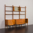 23166 Scandinavian free standing bookcase w. 4 cabinets and modular shelving, 3 bay Ergo wall unit by J. Texmon, Norway, 1960s-5