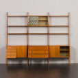 23166 Scandinavian free standing bookcase w. 4 cabinets and modular shelving, 3 bay Ergo wall unit by J. Texmon, Norway, 1960s-6
