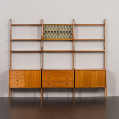 23166 Scandinavian free standing bookcase w. 4 cabinets and modular shelving, 3 bay Ergo wall unit by J. Texmon, Norway, 1960s-8 23166 Scandinavian free standing bookcase w. 4 cabinets and modular shelving, 3 bay Ergo wall unit by J. Texmon, Norway, 1960s-8