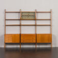 23166 Scandinavian free standing bookcase w. 4 cabinets and modular shelving, 3 bay Ergo wall unit by J. Texmon, Norway, 1960s-8