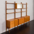 23166 Scandinavian free standing bookcase w. 4 cabinets and modular shelving, 3 bay Ergo wall unit by J. Texmon, Norway, 1960s-9