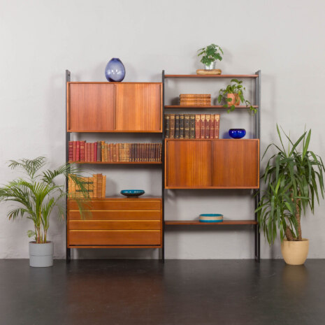 23146 Finnish teak freestanding twobay wallunit by akso-1 23146 Finnish teak freestanding twobay wallunit by akso-1