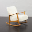 23192 Rare Fritz Hansen Rocking chair in solid oak and boucle fabric, Denmark 1960s.-1