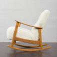 23192 Rare Fritz Hansen Rocking chair in solid oak and boucle fabric, Denmark 1960s.-10