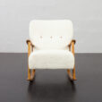 23192 Rare Fritz Hansen Rocking chair in solid oak and boucle fabric, Denmark 1960s.-2