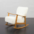 23192 Rare Fritz Hansen Rocking chair in solid oak and boucle fabric, Denmark 1960s.-3