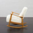 23192 Rare Fritz Hansen Rocking chair in solid oak and boucle fabric, Denmark 1960s.-4