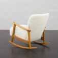 23192 Rare Fritz Hansen Rocking chair in solid oak and boucle fabric, Denmark 1960s.-5