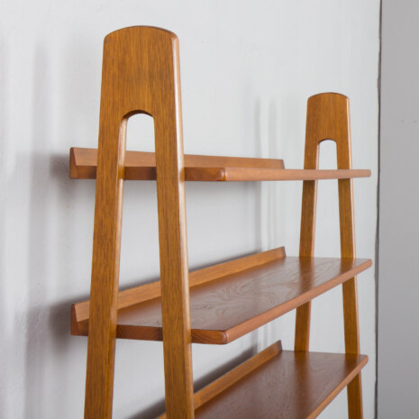 23213 Scandinavian freestanding teak bookcase with sideboard and 3 wide shelves-14 23213 Scandinavian freestanding teak bookcase with sideboard and 3 wide shelves-14