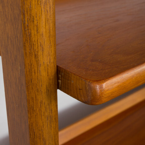 23213 Scandinavian freestanding teak bookcase with sideboard and 3 wide shelves-15 23213 Scandinavian freestanding teak bookcase with sideboard and 3 wide shelves-15