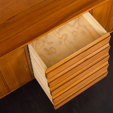 23213 Scandinavian freestanding teak bookcase with sideboard and 3 wide shelves-23 23213 Scandinavian freestanding teak bookcase with sideboard and 3 wide shelves-23