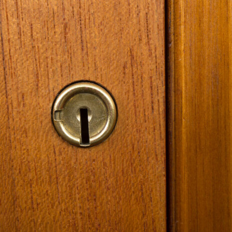 23213 Scandinavian freestanding teak bookcase with sideboard and 3 wide shelves-27 23213 Scandinavian freestanding teak bookcase with sideboard and 3 wide shelves-27