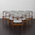 23247 Set of 10 Fire Chairs in solid teak and grey wool by Kai Kristiansen, Denmark 1960s -1