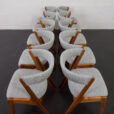 23247 Set of 10 Fire Chairs in solid teak and grey wool by Kai Kristiansen, Denmark 1960s -10