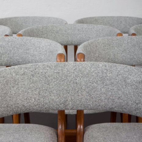 23247 Set of 10 Fire Chairs in solid teak and grey wool by Kai Kristiansen, Denmark 1960s -5 23247 Set of 10 Fire Chairs in solid teak and grey wool by Kai Kristiansen, Denmark 1960s -5