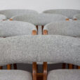 23247 Set of 10 Fire Chairs in solid teak and grey wool by Kai Kristiansen, Denmark 1960s -5