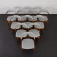 23247 Set of 10 Fire Chairs in solid teak and grey wool by Kai Kristiansen, Denmark 1960s -6