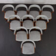 23247 Set of 10 Fire Chairs in solid teak and grey wool by Kai Kristiansen, Denmark 1960s -7