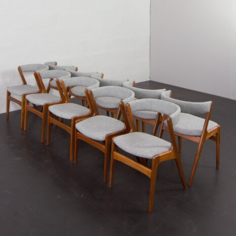 23247 Set of 10 Fire Chairs in solid teak and grey wool by Kai Kristiansen, Denmark 1960s -9 23247 Set of 10 Fire Chairs in solid teak and grey wool by Kai Kristiansen, Denmark 1960s -9