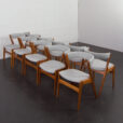 23247 Set of 10 Fire Chairs in solid teak and grey wool by Kai Kristiansen, Denmark 1960s -9