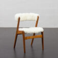23248 Teak fire chair in natural long hair sheepskin, Kai Kristiansen for Schou Andersen, 1960s-1