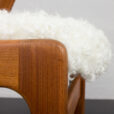 23248 Teak fire chair in natural long hair sheepskin, Kai Kristiansen for Schou Andersen, 1960s-10
