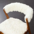 23248 Teak fire chair in natural long hair sheepskin, Kai Kristiansen for Schou Andersen, 1960s-12