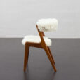 23248 Teak fire chair in natural long hair sheepskin, Kai Kristiansen for Schou Andersen, 1960s-4