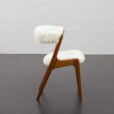 23248 Teak fire chair in natural long hair sheepskin, Kai Kristiansen for Schou Andersen, 1960s-6