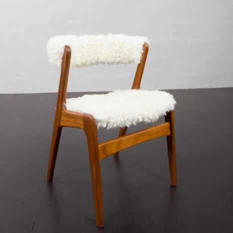 23248 Teak fire chair in natural long hair sheepskin, Kai Kristiansen for Schou Andersen, 1960s-8 23248 Teak fire chair in natural long hair sheepskin, Kai Kristiansen for Schou Andersen, 1960s-8