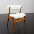 23248 Teak fire chair in natural long hair sheepskin, Kai Kristiansen for Schou Andersen, 1960s-8