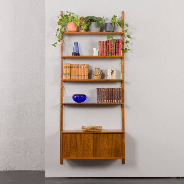 Danish entry teak wall unit or a bookcase in the style of Poul Cadovius