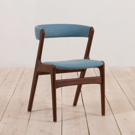2134 Teak Kai Kristiansen dining fire chair in new blue upholstery-1 2134 Teak Kai Kristiansen dining fire chair in new blue upholstery-1