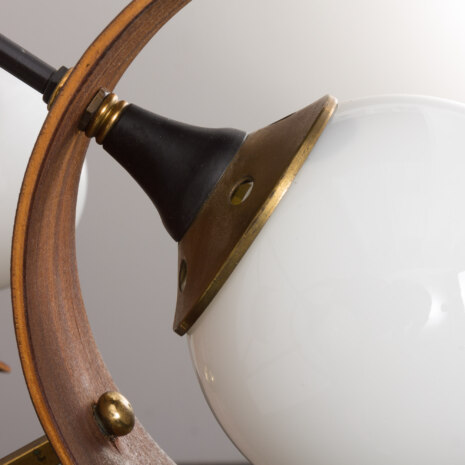 23157 Włoski żyrandol w stylu Silnovo z drewna tekowego i opalizującego białego szkła, lata 1960-11 23157 Włoski żyrandol w stylu Silnovo z drewna tekowego i opalizującego białego szkła, lata 1960-11