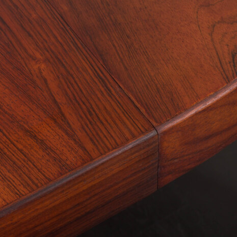 23159 Duński producent mebli. Okrągły stół do jadalni z dwoma przedłużeniami, palisander 6338638-13 23159 Duński producent mebli. Okrągły stół do jadalni z dwoma przedłużeniami, palisander 6338638-13