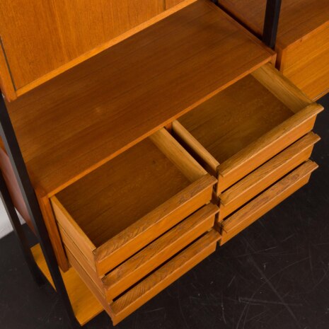 23235 italian- Teak- Freestanding Twobay wallunit with something pretending secretary-11 23235 italian- Teak- Freestanding Twobay wallunit with something pretending secretary-11