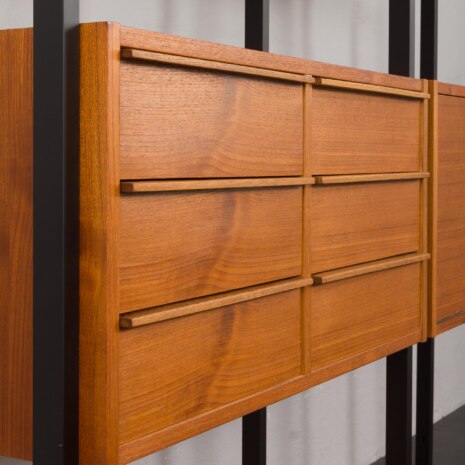 23235 italian- Teak- Freestanding Twobay wallunit with something pretending secretary-12 23235 italian- Teak- Freestanding Twobay wallunit with something pretending secretary-12